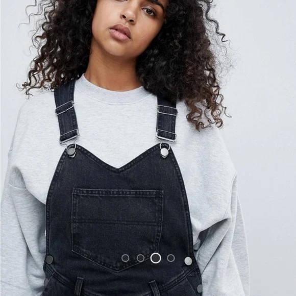 ASOS Baggy Black Denim Overalls 2 - Picture 3 of 13